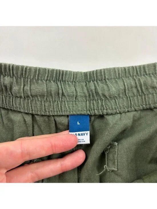 Old Navy Olive Green Linen Blend Wide Leg Lounge Pant L - Picture 5 of 8